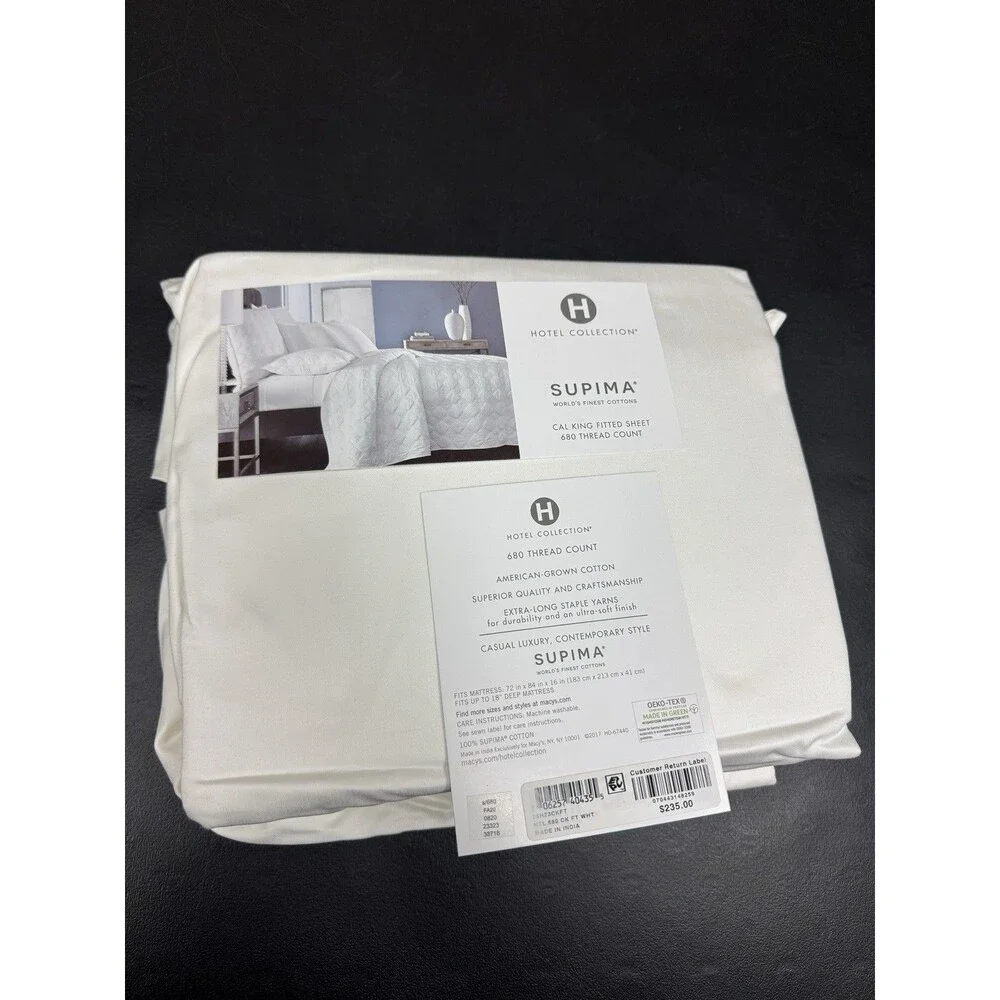Hotel Collection 680 Thread Count Supima Cotton Cal-King Fitted Sheet ,White